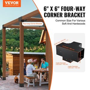 Kit staffa angolare a 4 vie resistente 2 pezzi Post-Base per legno per facile installazione travi in legno per esterni Pergola Hardware per esterni - Product Image 2