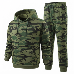 Men's <b>Camouflage</b> Hoodie And Joggers Set Full Sleeve Drawstring Casual Tracksuit Autumn Breathable 100% Polyester Regular Fit - Product Image 1