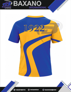 T-shirt pour femme de la sororité Sigma Gamma Rho, imprimé géométrique bleu doré, manches courtes, coupe classique, 100% coton respirant, T-shirt grec - Product Image 5