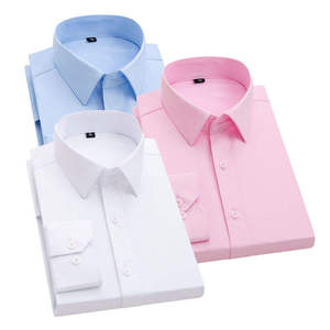 Chemise habillée homme en popeline de polyester et coton, manches longues, col montant, coupe ajustée, respirante, pour le bureau et les occasions décontractées - Product Image 2
