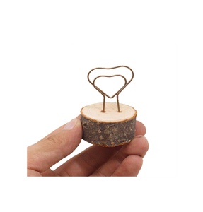 Heart Shape Wood And Metal Place <b>Card</b> Holder Rustic Desk Organizer <b>Wedding</b> Table Numbers <b>Card</b> Holder - Product Image 4