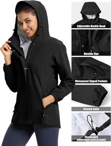Chaqueta cortavientos impermeable con capucha, informal, estilo urbano, con bloques de color, plegable, para viaje. - Product Image 3
