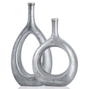 Ensemble de vases en métal pour le sol, design martelé contemporain, vases décoratifs faits à la main pour la décoration de la maison, salon, vase en métal fait à la main - Product Image 4