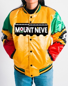 Chaqueta Bomber Varsity de satén de poliéster 100% personalizada abrigo de invierno de béisbol Unisex de alta calidad chaqueta de calle de moda bordada - Product Image 3