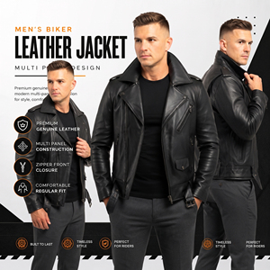 OEM ODM Custom High Quality Wholesale Leather <b>Jacket</b> Men Vintage Fashion Leather <b>Biker</b> <b>Jackets</b> Men's - Product Image 3