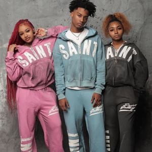 Athletic Fashion Winter Casual Heavyweight Acid Wash <b>Track</b> <b>Suit</b> Custom Logo Private Label High Quality Wholesale Unisex - Product Image 4
