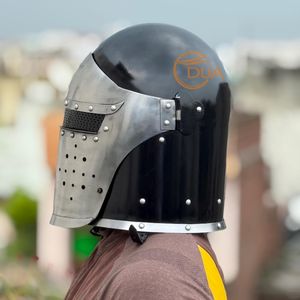 Casco de Guerrero Medieval Barbuta, para Juego de Rol, Caballero, Hierro Pulido, con Correa de Forro, para Halloween y Navidad - Product Image 5