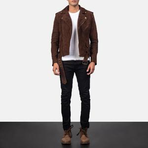 <b>Men</b> <b>Suede</b> OEM Custom Dark Brown <b>Suede</b> Leather <b>Jacket</b>/Wholesale Genuine <b>Suede</b> Fashion Biker Leather <b>Jacket</b> - Product Image 5