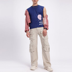 Camiseta sin mangas de punto para hombre, con estampado de cerebro azul, cuello redondo, ajuste casual - Product Image 3
