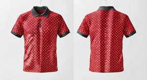 เสื้อโปโลชายสีแดงลายจุด แขนสั้น สไตล์ลำลอง ผ้าถัก ติดกระดุมด้านหน้า - Product Image 2