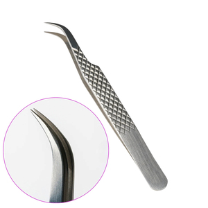 Pince à cils en acier inoxydable 10 mm durable à marque privée, pointe en fibre, logo personnalisé, pour extensions de cils volume, vente en gros, meilleure qualité - Product Image 5