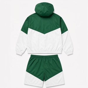 Ensemble de survêtement d'été color block, veste à capuche, short longueur genou, léger, coupe-vent, respirant, séchage rapide, vêtements de sport décontractés - Product Image 2