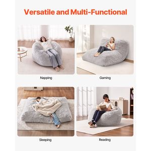 <b>Bean</b> <b>Bag</b> Bed Chair Convertible From BeanBag to Lounge Mattress Giant Washable Cover Air Filled for Outdoor Use - Product Image 6