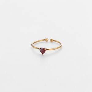 Tiny 6MM Heart <b>Garnet</b> Quartz Gemstone <b>Ring</b> - Wholesale Handmade Stackable Gold Plated <b>Ring</b> - Product Image 1