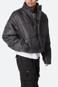 Custom <b>Men</b>’s Cropped Drop Shoulder Puffer Jacket – Oversized Boxy Fit Quilted Winter Jacket - Product Image 2