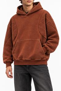 Sweat à capuche oversize pour homme, couleur unie, en molleton de coton, décontracté, avec poche avant, manches classiques, pour l'hiver, coupe ample, brodé, ODM, faible MOQ - Product Image 6