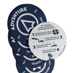 Sous-verres en papier plantables écologiques faits à la main de vente chaude tapis et tampons promotionnels pour hôtels et événements cadeaux des clients sous-verres - Product Image 1