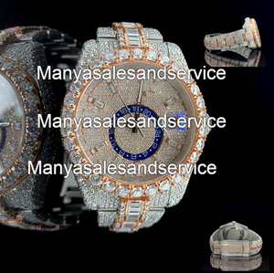 Reloj Mecánico de Lujo para Hombre, de Acero Inoxidable y Moissanita, Esfera Resistente al Agua 10 Bar, Cierre de Pulsera, Diseño Iced Estilo Hip Hop - Product Image 3