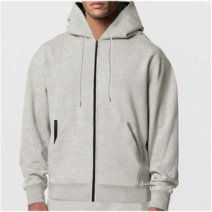 Sweat à capuche noir pour homme en molleton polyester/coton anti-boulochage avec poche kangourou, coupe classique, manches longues, pour l'hiver, 360g - Product Image 2