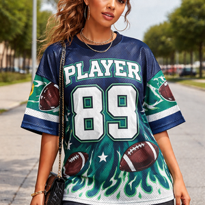 เสื้อฟุตบอลอเมริกันยูนิเซ็กซ์ ปี 2025 ไซส์ใหญ่ แขนสั้น โพลีเอสเตอร์ 100% ลายปักแบบเย็บติด - Product Image 1
