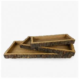 Handcrafted Rustic Mango Wood Bark Serving Tray Set Natural <b>Live</b> <b>Edge</b> Decorative Platter For Home Decor & Restaurant Use - Product Image 3