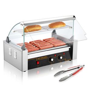 Macchina per Grigliare Salsicce in Acciaio Inox con Capacità per 18 Hot Dog, Doppio Controllo della Temperatura e Coperchio in Vetro (1050W) - Product Image 3