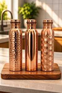 MSR Overseas Ayurveda 100% Pure Copper Water <b>Bottle</b> <b>1L</b> Handmade Leak-Proof Eco-Friendly Classic Design for Outdoor Use - Product Image 3