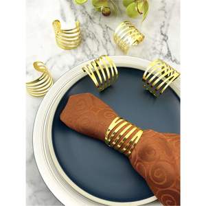 Anillos de Servilleta de Latón Personalizados, Porta Servilletas de Metal Dorado de Diseño para Eventos de Boda y Decoración de Mesa de Hotel de Lujo - Product Image 5