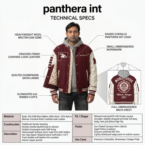 Blouson universitaire ample en laine et cuir brodé 550 GSM de qualité supérieure, style streetwear oversize, fermeture éclair sur le devant, personnalisable HBCU - Product Image 5