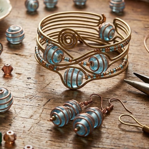 Cuentas de vidrio transparente hechas a mano con técnica de lampwork – Paquete de 50 cuentas redondas de 12 mm para la elaboración de joyas y proyectos de manualidades DIY - Product Image 5