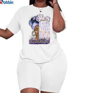 Ensemble 2 pièces personnalisé pour femme, nouvelle mode été, t-shirt à manches longues et short, survêtement imprimé, tenue décontractée - Product Image 2