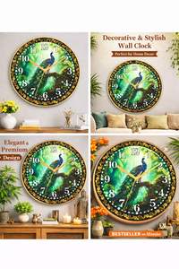 Luxury Personalized Peacock Feather Wall <b>Clock</b> <b>Digital</b> Printing Silent Quartz Movement-Home Decor for Mother's Day Christmas - Product Image 3