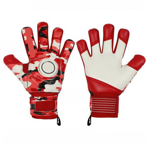 Professional Football Goalkeeper <b>Gloves</b> Full Finger <b>Red</b> White Black Camouflage PU Leather Hook And Loop Closure Breathable - Product Image 2
