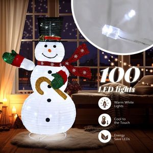 Pupazzo di Neve Luminoso da 120 cm per Esterni, Grande Decorazione Natalizia con 100 Luci LED, Decoro Natalizio da Giardino con Cappello e Sciarpa - Product Image 4