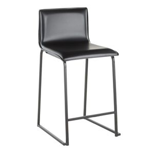 Set di 2 sgabelli da bar Mara da 26 pollici, contemporanei, in metallo nero e similpelle - Product Image 2