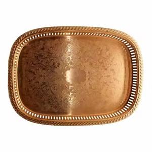 Bandeja de Servicio de Cobre Premium, Plato Multiusos para Servir Té, Café, Bocadillos, Bebidas, para el Hogar, Cocina, Restaurante, Eventos - Product Image 6