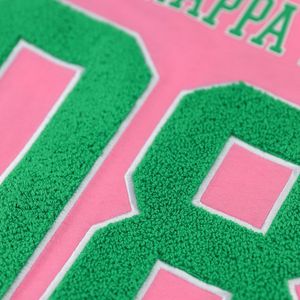 Camiseta Oversize Rosa con Letras de Chenilla, Manga Corta, Corte Holgado, Estilo Casual para Mujer - Product Image 4