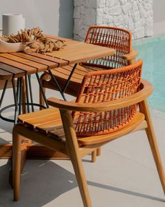 Juego de Comedor de Lujo para Exteriores en Teca con Sillas Modernas de Cuerda para Patio, Villa, Resort, Jardín y Espacios de Estancia Junto a la Piscina - Product Image 2