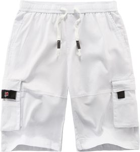 Men's <b>White</b> Plaid <b>Cargo</b> Shorts Mid Elastic Waist Formal Oxford Fabric Breathable Sport Pockets - Product Image 1