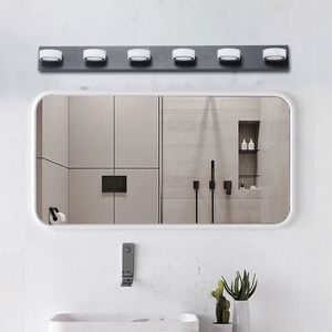 Sleek 45\" Modern 6-<b>Light</b> LED <b>Vanity</b> <b>Light</b> Sleek Black Wall Fixture for Bathroom <b>Mirror</b> & Shower Decor - Product Image 4