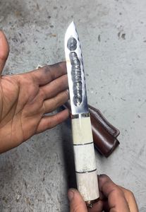Handmade Yakutian <b>Knife</b> - Forged Carbon Steel Bushcraft <b>Knife</b> - Traditional Siberian Design - Deer Antler Handle - 13.5cm Blade - Product Image 3