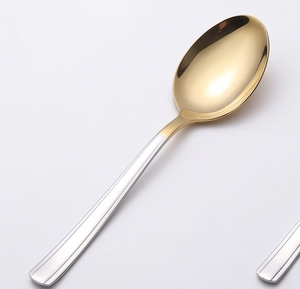 Premium <b>Gold</b> Plated Stainless Steel Dinner <b>Spoon</b> With Long Handle Mirror Polish Modern Design Durable Tableware - Product Image 1