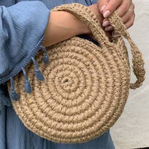 Handmade Round Shape Jute <b>Bag</b> Stylish Eco Friendly Tote <b>Bag</b> for Women - Product Image 1