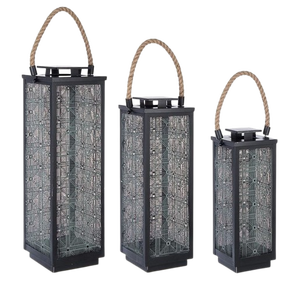 Lanternes métalliques exclusives faites à la main avec des verres et des finitions vieillies pour les salons - Product Image 5
