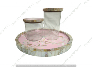 Bandeja de Servicio de Madera y Acrílico con Tapa de MOP, 32x32x5 CM, Color Rosa, Certificación EPCH, para Hoteles y Restaurantes, Artesanía de Calidad - Product Image 5