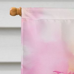 Pivoines en aquarelle drapeau de maison grand porche manche poteau décoratif extérieur cour bannière œuvre tenture murale, Polyester, maison S - Product Image 3