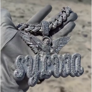 จี้เพชรหรูหราสไตล์ฮิปฮอป VVS มอยส์ซาไนต์ ประดับเพชรเต็มตัว ผ่านการทดสอบเพชร จี้เพชรชื่อสั่งทำ เครื่องประดับชั้นดี - Product Image 1