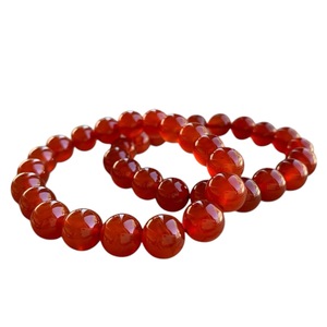 Bracelet en perles de cornaline rouge naturelle, pierres rondes polies, extensible, bijoux de guérison en cristal - Product Image 1