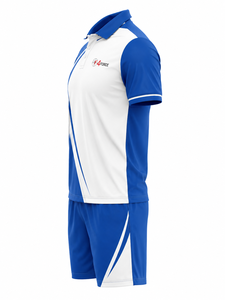 Ensemble Polo et Short Sportif Homme Bleu et Blanc à Blocs de Couleurs Séchage Rapide pour l'Été avec Logo Avant – Vente en Gros - Product Image 6