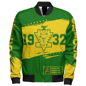 เสื้อแจ็คเก็ตบอมเบอร์สีเขียวสำหรับผู้ชาย Chi Eta Phi ปี 1932 พิมพ์ลายดิจิทัล ซิปด้านหน้า สวมใส่สบาย ดีไซน์ลายเต่าและลาย X - Product Image 4